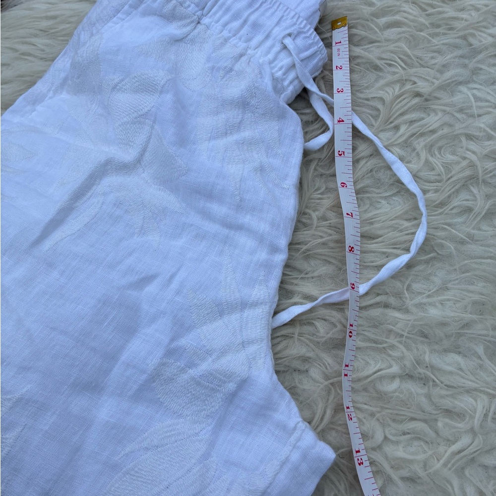 Joie White 💯 linen Set - Soft Button-Front Top & Elastic Waist Wide Leg Pants - Picture 12 of 16
